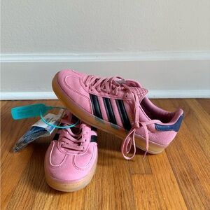 Pink and blue adidas gazelles